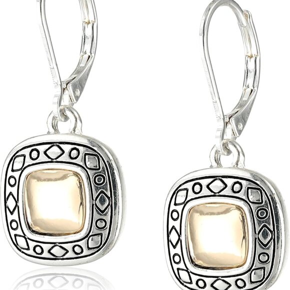 Other - Pattern Balance Two Tone Leverback Drop Earrings